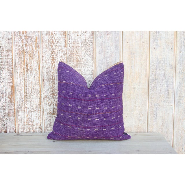 Syra Vintage Square Boho Kantha Pillows For Sale - Image 9 of 9