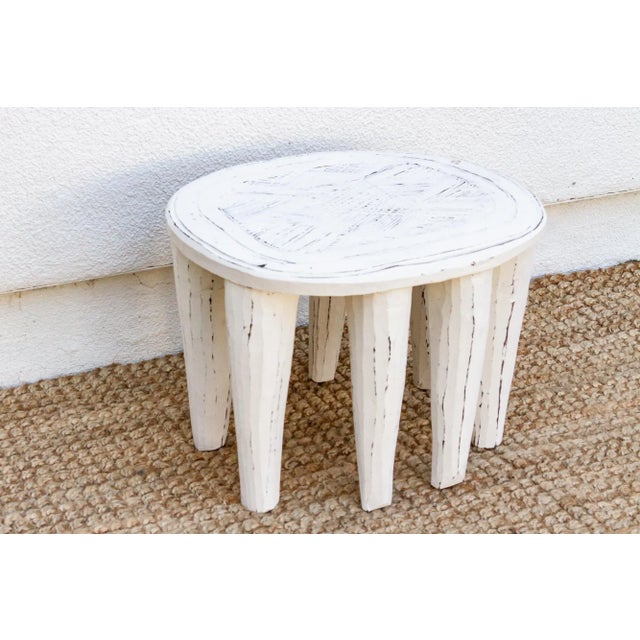 Artisanal White Carved Nupe Coffee Table For Sale - Image 4 of 8