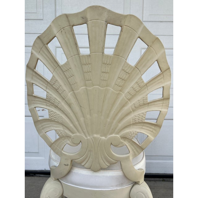 Cream 1960s Set of 6 Hollywood Regency Era Aluminum Cast Chairs For Sale - Image 8 of 17