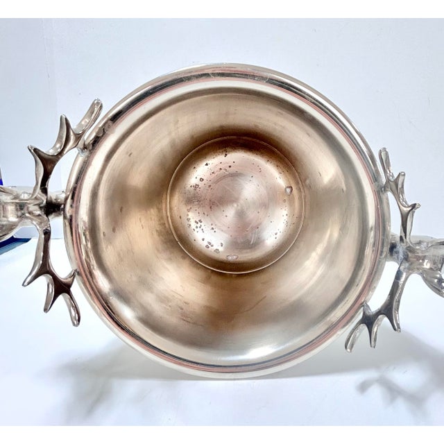 Vintage Silverplated Stag Ice Bucket Wine Champagne Chiller - Lodge Style For Sale In Louisville - Image 6 of 8