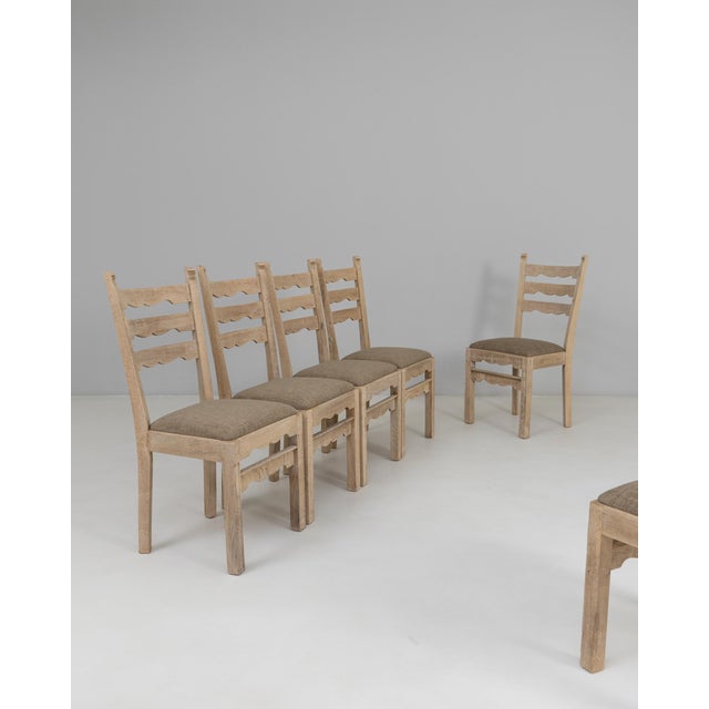 1950s French Oak Dining Chairs With Upholstered Seats - Set of 6 For Sale - Image 18 of 18