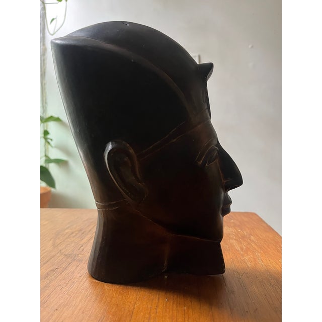 Beautiful Vintage Egyptian Busts Handcarved Stone Bookends Pair For Sale - Image 10 of 12