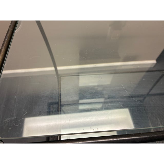 Vintage Wrought Iron and Glass Three Tier Bar Stand For Sale - Image 9 of 11