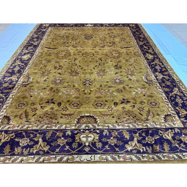 Persian 1980s Silk and Wool Singed Indo Tabriz ,9' X 11'10 For Sale - Image 3 of 7