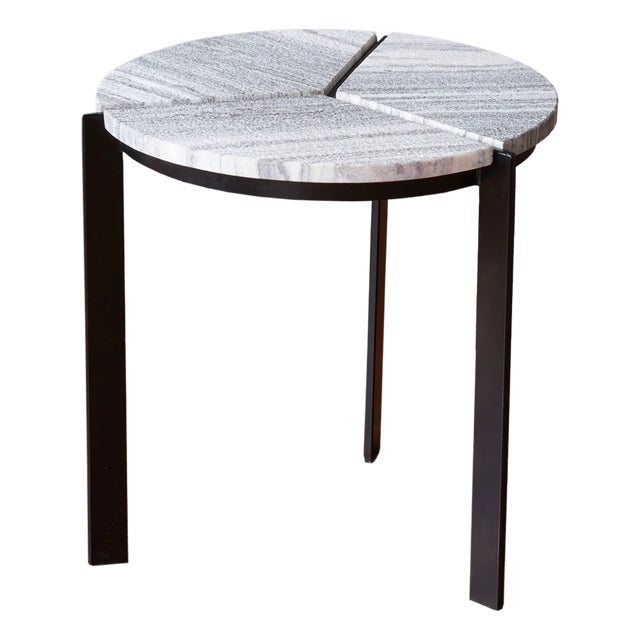 Matthew Izzo Home Trifecta Iron and Marble Top Accent Table For Sale