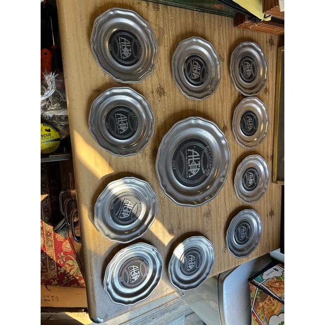 1970s Pewter Collection of Alta Tennis Plates- Set of 12 For Sale In Atlanta - Image 6 of 12