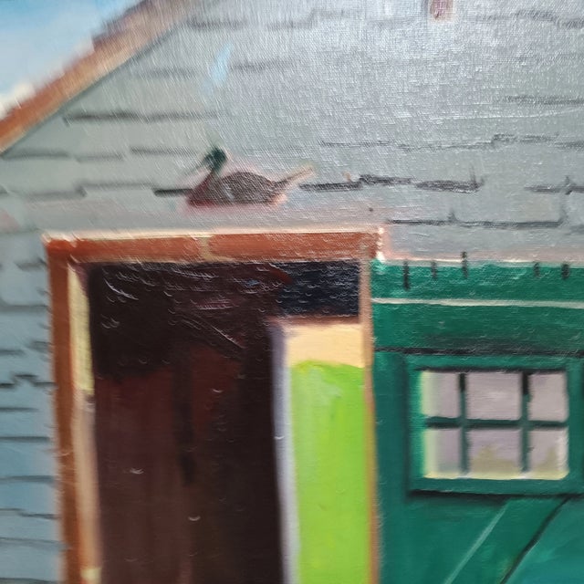 1990s Boathouse Duck, Original Oil Painting For Sale - Image 5 of 6
