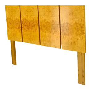 Style of Milo Baughman Book Matched Burl Wood Queen or Full Size Headboard Bed
