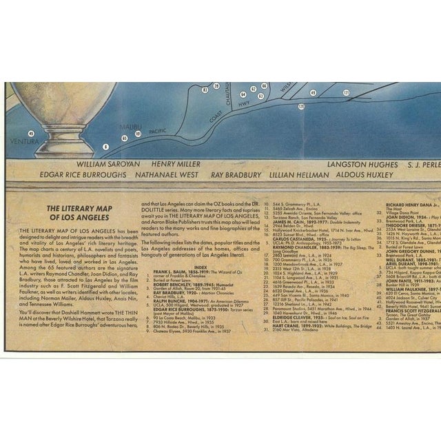 Vintage Literary Map of Los Angeles by Linda Ayriss, 1987 For Sale - Image 10 of 13