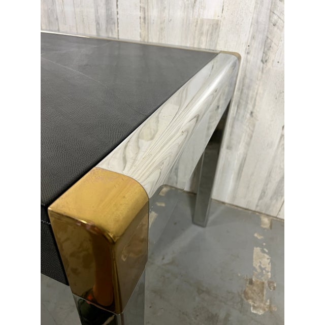 Mid 20th Century Karl Springer Shagreen & Chrome Executive Desk For Sale - Image 5 of 13