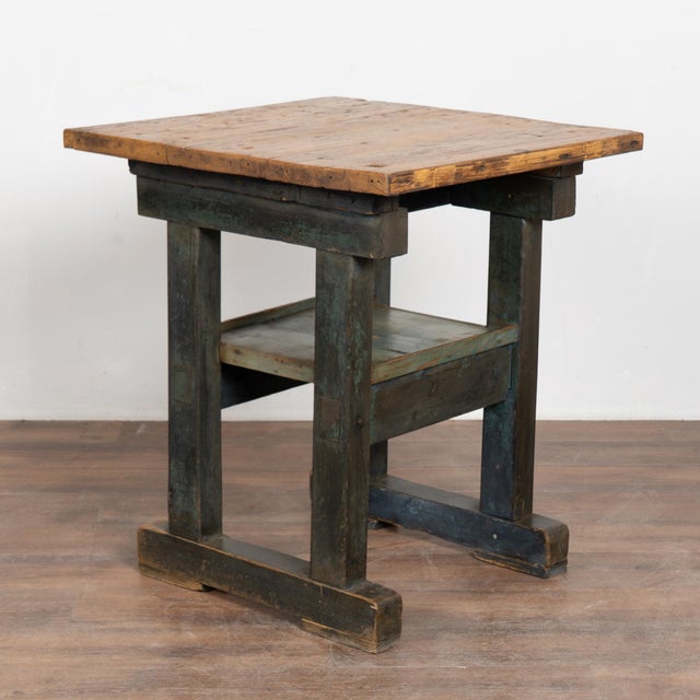 19th-Century Rustic Pine Console Table With Painted Base and Shelf For Sale - Image 12 of 12