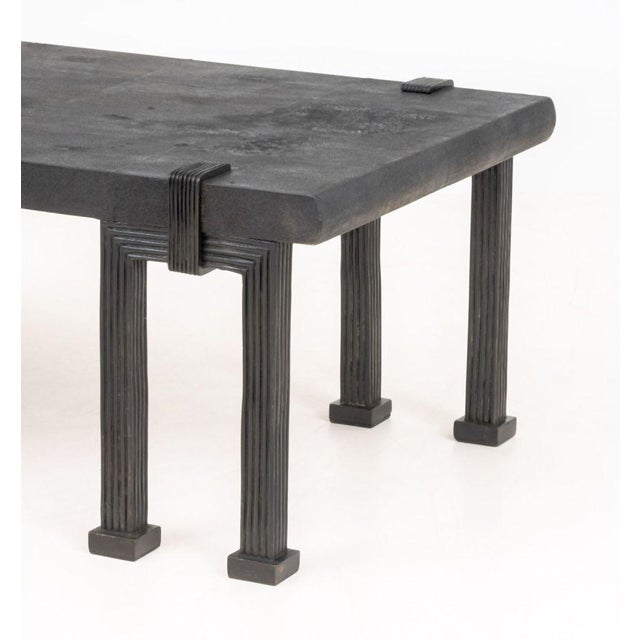 Wood R&y Augousti Style Black Shagreen Coffee Table For Sale - Image 7 of 8
