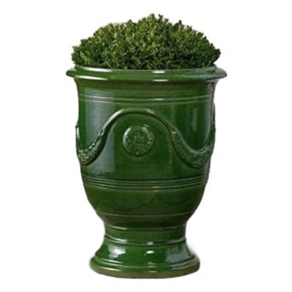 French Anduze Green Planter. 18” X 22” For Sale
