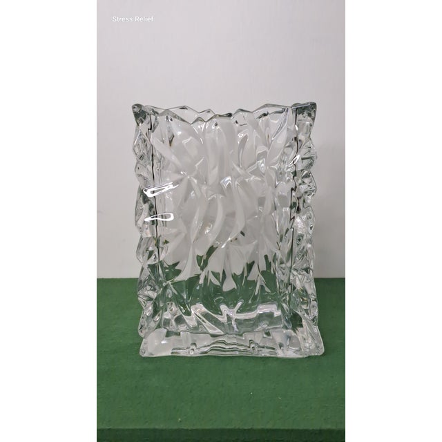 Late 20th Century Vintage Rosenthal Studio-Line Crystal Crinkle Paper Bag Vase, Germany For Sale - Image 5 of 11