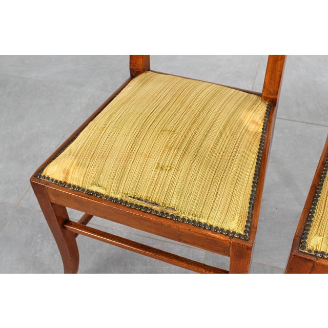 Yellow Mid-Century Italian Wood and Yellow Fabric Chairs, 1960s, Set of 6 For Sale - Image 8 of 16