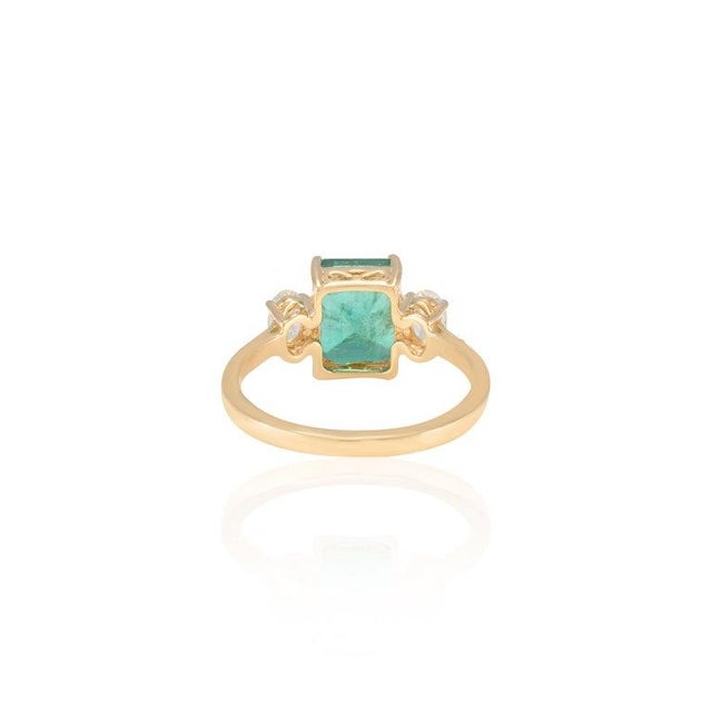 Not Yet Made - Made To Order Certified 2.87 Ctw Octagon Emerald Pear Diamond Three Stone Ring Size 7 For Sale - Image 5 of 8