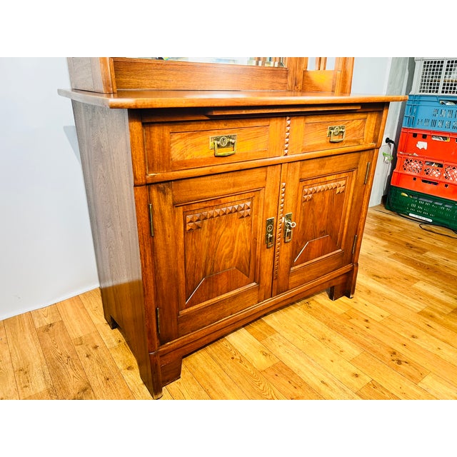 Antique German Art Nouveau Credenza with Mirror from Nic. Eckel Kaiserslautern, Germany, 1890s For Sale - Image 3 of 18
