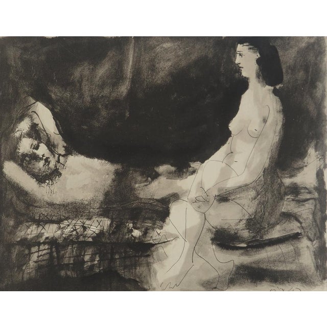 Pablo PICASSO (1881-1973) The Lovers, 1967 Lithograph enhanced with a stencil after a watercolor (Jacomet process)...