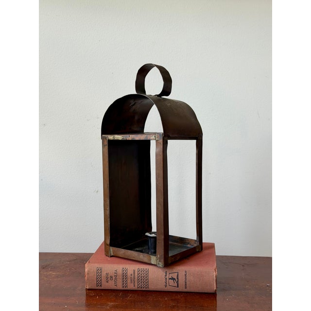 Antique Copper + Tin Lantern Candle Holder For Sale In New York - Image 6 of 10