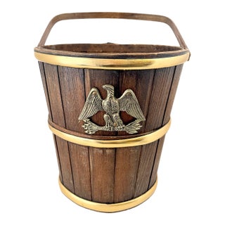 Vintage Basketville Federal Eagle Wood Wastebasket For Sale