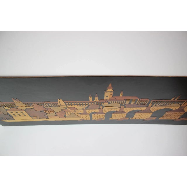 Mid-Century Wooden Illustration of Prague, 1950s For Sale - Image 13 of 14