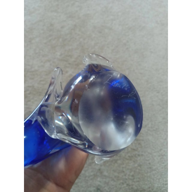 Glass Signed 1980 Zanetti Murano Italy Dolphin Sculpture For Sale - Image 7 of 8