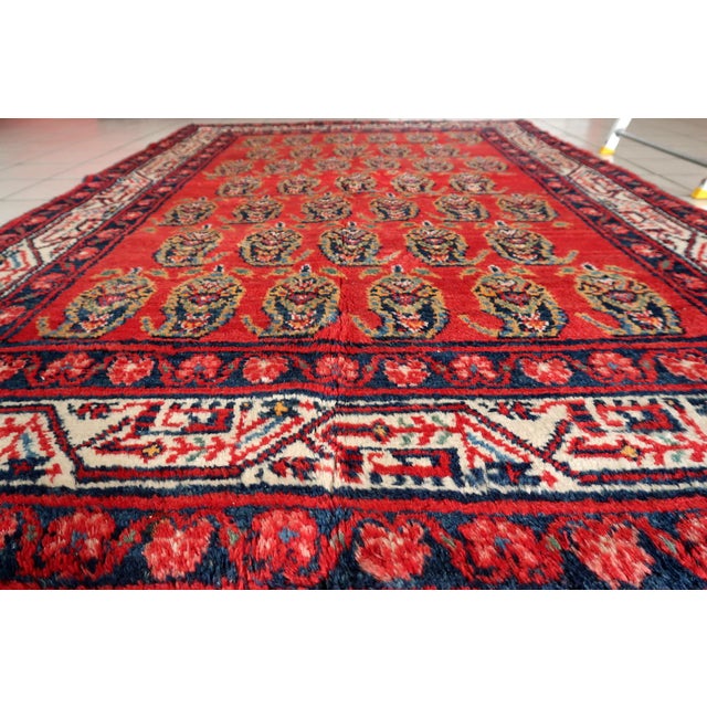 Persian 1960s, Handmade Vintage Persian Hamadan Rug 4.6' X 6.11 For Sale - Image 3 of 14