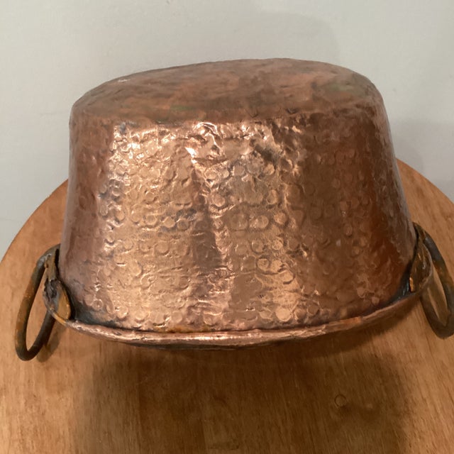 Antique Hand Hammered Copper Jam Pot/Primitive Cauldron With Iron Handles For Sale - Image 9 of 12