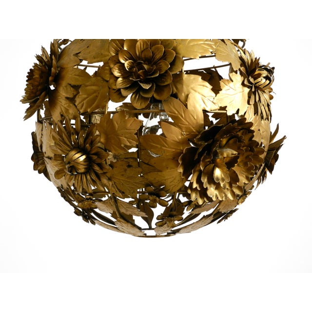 Regency Floral Spherical Metal Ceiling Lamp, 1970s For Sale - Image 17 of 18