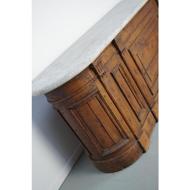 Antique Dutch Pitch Pine & Marble Shop Counter Cabinet / Kitchen Island, 19thc For Sale - Image 9 of 18