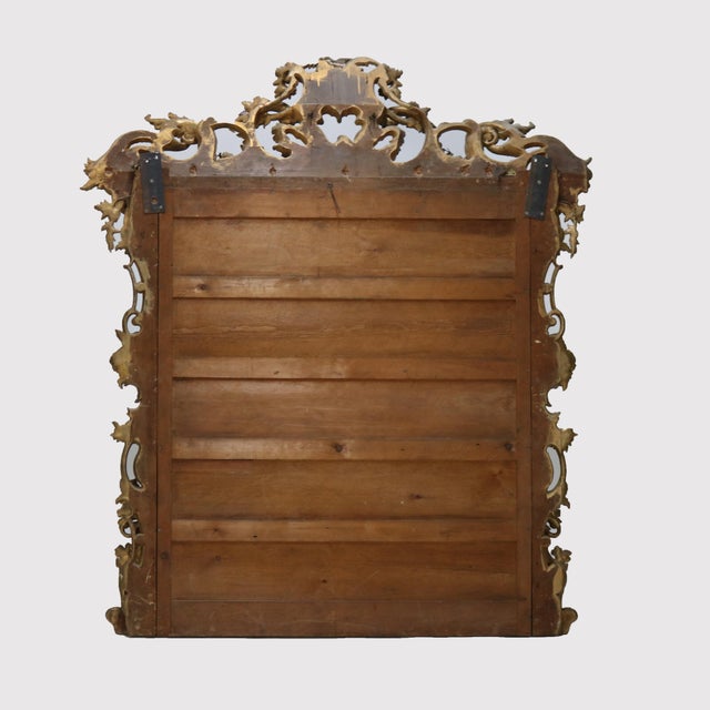 Monumental Antique Louis XIV Style Heavily Carved Foliate Giltwood Pier Mirror with Marble Top Base C1870 Mirror - 84" x...