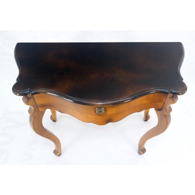 Wood Baker One Drawer Cabriole Leg Fruitwood Paper Finished Drawer Console Table MINT For Sale - Image 7 of 14