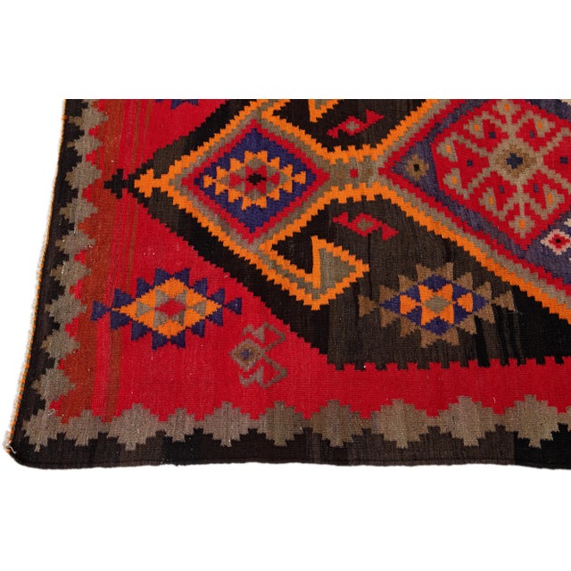 1960s Vintage Turkish Kilim Multicolor Handmade Tribal Wool Rug For Sale - Image 4 of 10