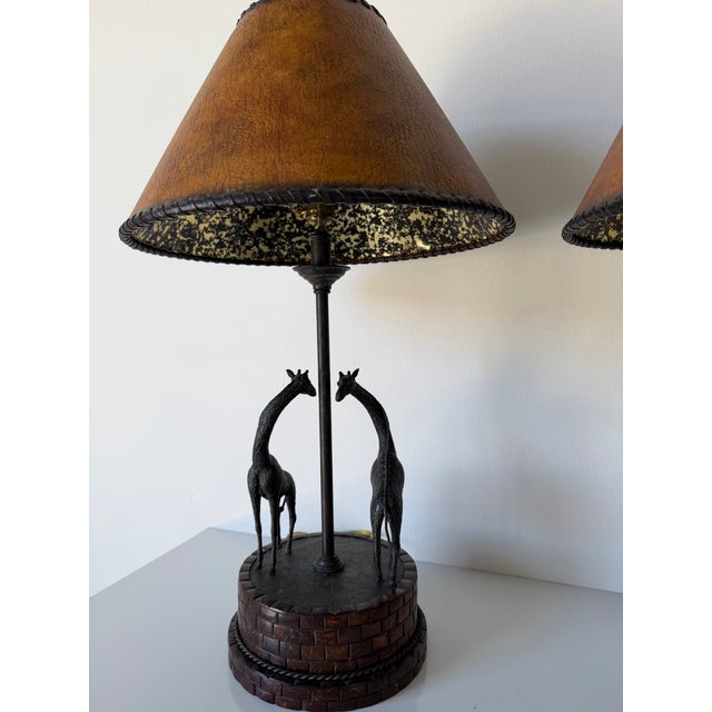 Vintage Maitland-Smith Safari Style Giraffe Table Lamps – A Pair For Sale - Image 10 of 12