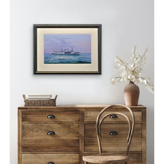 Vincenzo Desposito, HMS Nairana Royal Navy Seaplane Carrier, 1890s, Gouache & Paper, Framed For Sale - Image 11 of 18