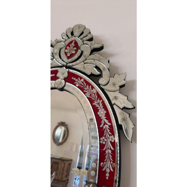 Mid-20th Century Cranberry Venetian Mirror For Sale In Birmingham - Image 6 of 8