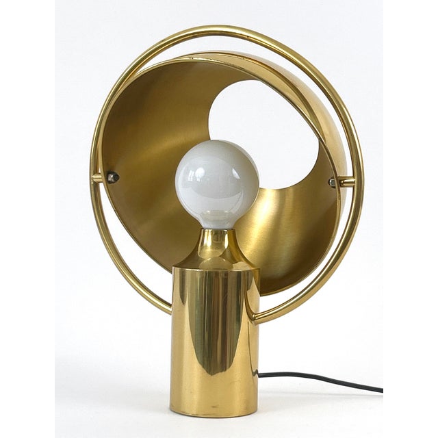 Exceptional, large and elegant mid-century modern brass table lamp with adjustable lamp shade. Designed by günter schulz...