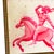 Original Red Mythological Warrior on Horse Painting by Tatiana Duperault, 12" Square, Gold Framed For Sale - Image 4 of 4