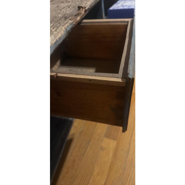 Late 19th Century Rustic Farmhouse Wooden Bench With Single Drawer For Sale - Image 9 of 12