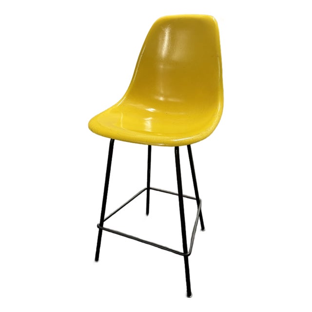 Herman Miller Eames Molded Fiberglass Counter Stool Lemon Yellow For Sale