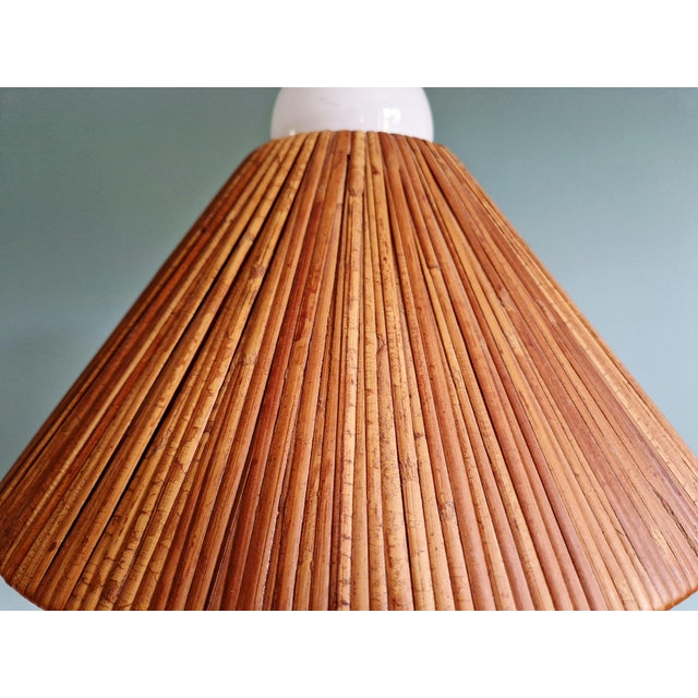 Mid-Century Modern Brass Floor Lamp with Rattan Lampshade, 1950s For Sale - Image 11 of 18