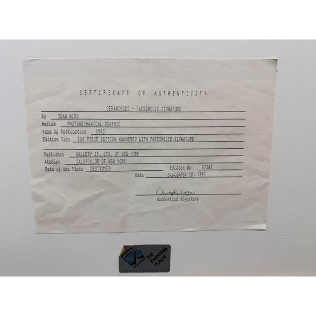 After Joan Miro Ceramiques Lmt. Ed. Lithograph, Facsimile Signature For Sale - Image 11 of 12