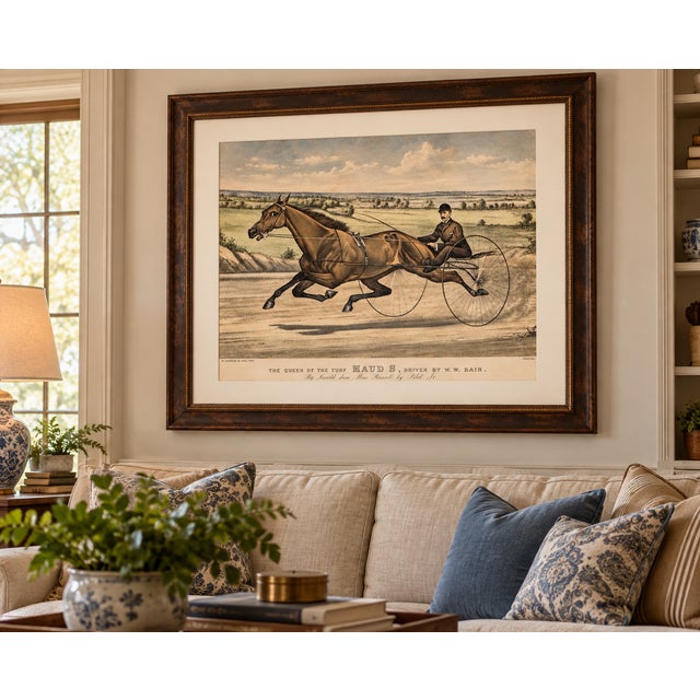 Traditional The Queen of the Turf: Maud S. — Antique Equestrian Lithograph by Currier & Ives, 1880 For Sale - Image 3 of 4