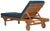 Modern Newport Chaise Lounge Chair with Side Table, Natural/Navy Cushion For Sale - Image 3 of 10