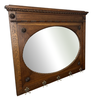 Vintage French Style Carved Oak Wall Mirror