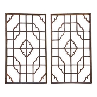 Pair of Antique Chinese Ruyi Cloud Lattice Panels For Sale