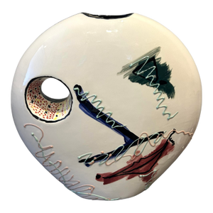 Late 20th Century MCM Abstract Face Vase – Contemporary Studio Art Ceramic Sculpture With Sculptural Cutout, Picasso-Inspired Design