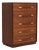 t.h. Robsjohn Gibbings Widdicomb Walnut Spear Handle Five Drawer Chest Dresser For Sale
