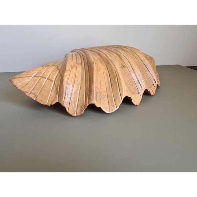 Vintage Handmade Carved Wooden Seashell Bowl, 1960s For Sale - Image 11 of 13
