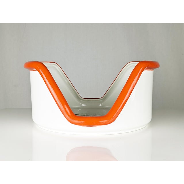 Ceramic Italian White & Orange Ceramic Tableware Containers, 1970s, Set of 3 For Sale - Image 7 of 14